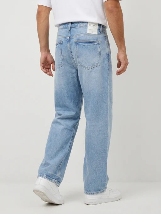 Men Loose Fit Light Blue Low Rise jeans