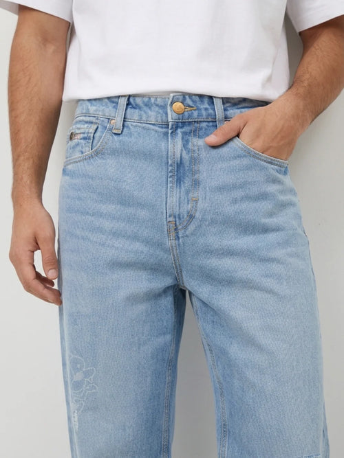 Men Loose Fit Light Blue Low Rise jeans
