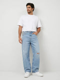 Men Loose Fit Light Blue Low Rise jeans